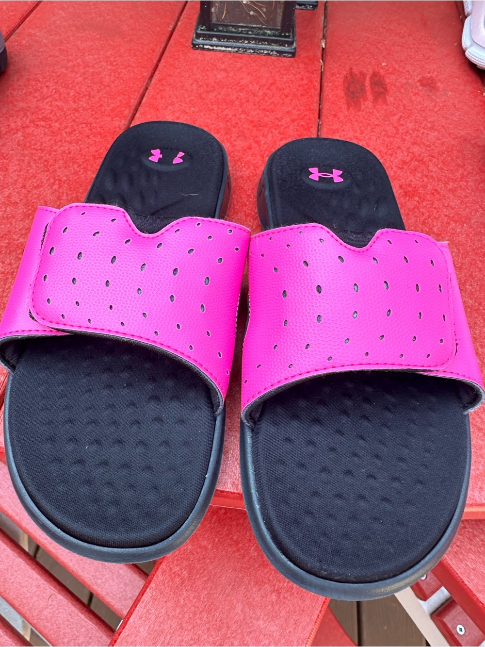 Under Armour Girls' Black & Pink Slide Sandals